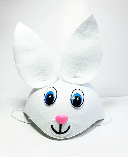 CLZ192 Beyaz Renk Kulaklı Tavşan Şapkası Hayvan Şapkası (4172)