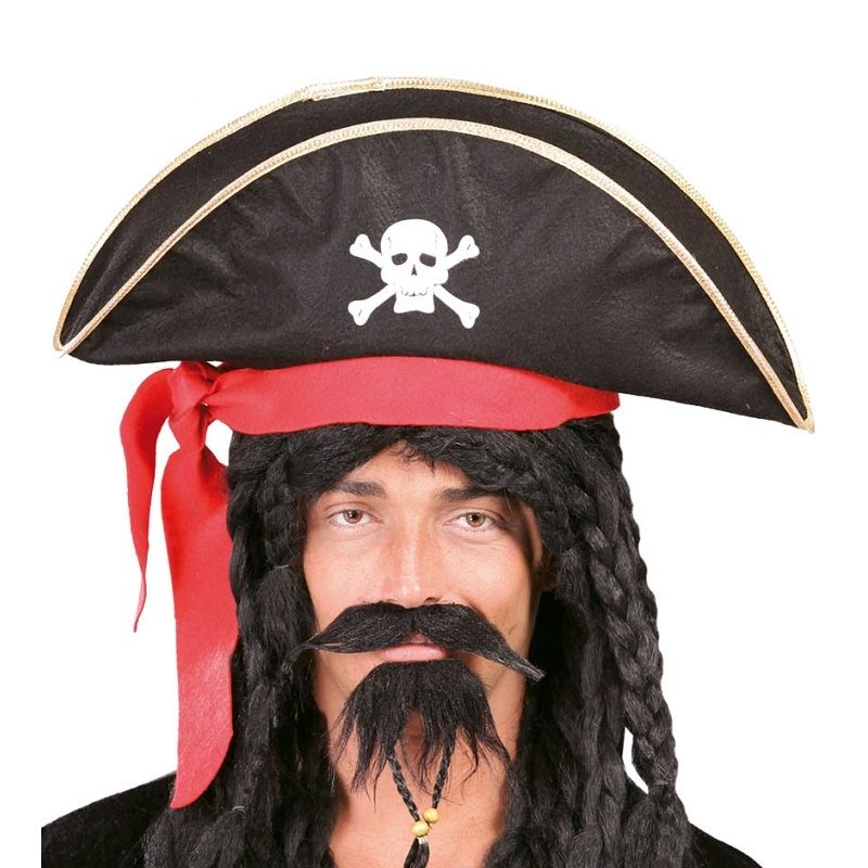 CLZ192 Karayip Korsanları Kaptan Jack Kumaş Korsan Şapkası Yetişkin (4172)