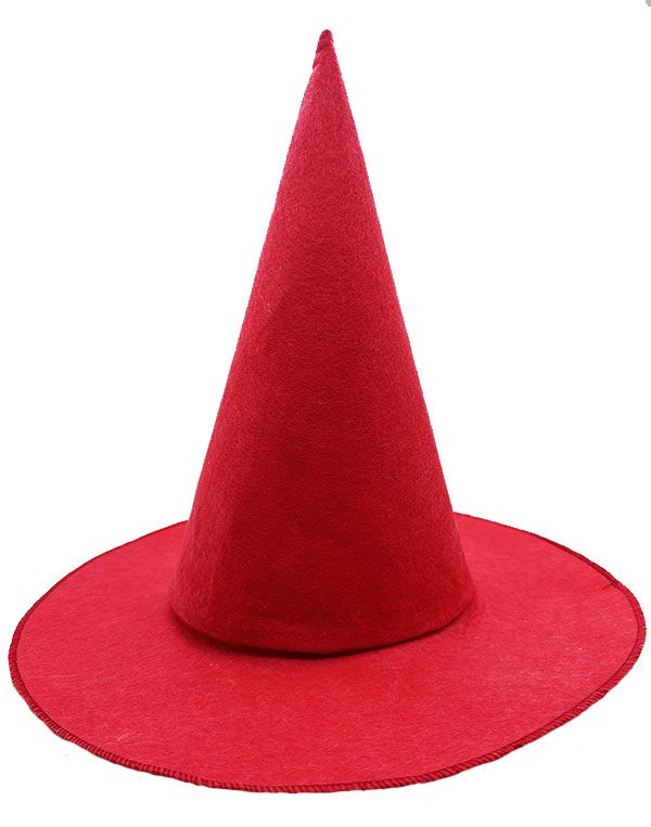 CLZ192 Kırmızı Renk Keçe Cadı Şapkası Yetişkin Çocuk Uyumlu 35X38 cm (4172)