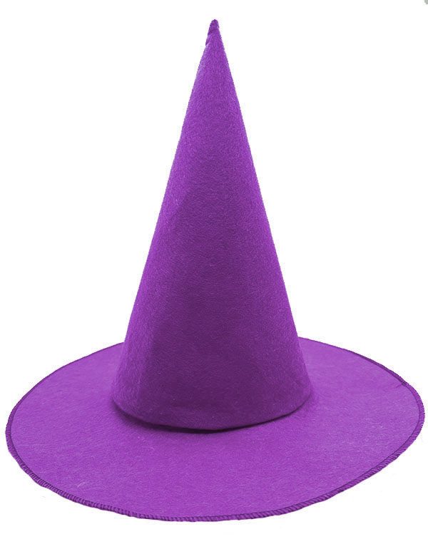 CLZ192 Mor Renk Keçe Cadı Şapkası Yetişkin Çocuk Uyumlu 35X38 cm (4172)