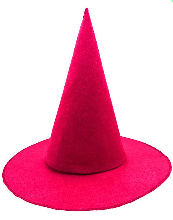 CLZ192 Pembe Fuşya Renk Keçe Cadı Şapkası Yetişkin Çocuk Uyumlu 35X38 cm (4172)