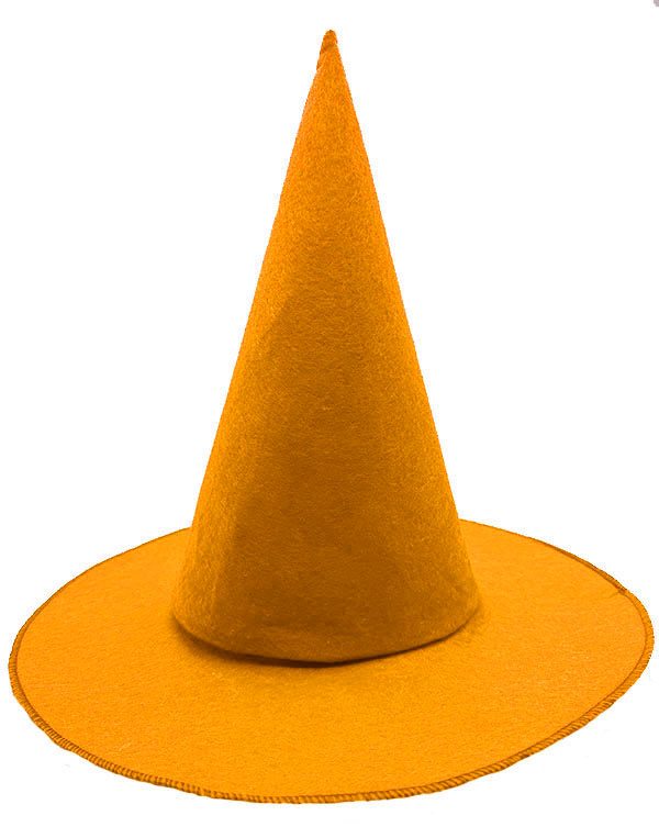 CLZ192 Turuncu Renk Keçe Cadı Şapkası Yetişkin Çocuk Uyumlu 35X38 cm (4172)