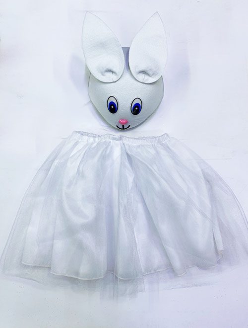CLZ192 Tavşan Kostümü Beyaz - 23 Nisan Tavşan Şapka ve Tütü Etek Seti 2 Parça (4172)