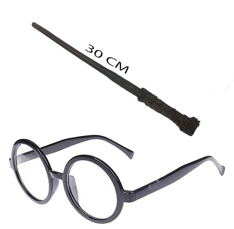 CLZ192 Harry Potter Asası 30 cm ve Siyah Çerçeveli Harry Potter Gözlüğü Seti (4172)