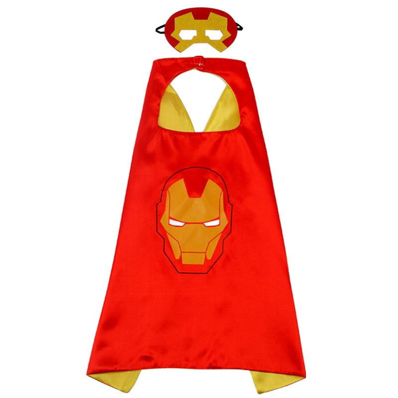 CLZ192 Demir Adam İron Man Avengers Pelerin + Maske Kostüm Seti 70x70 cm (4172)