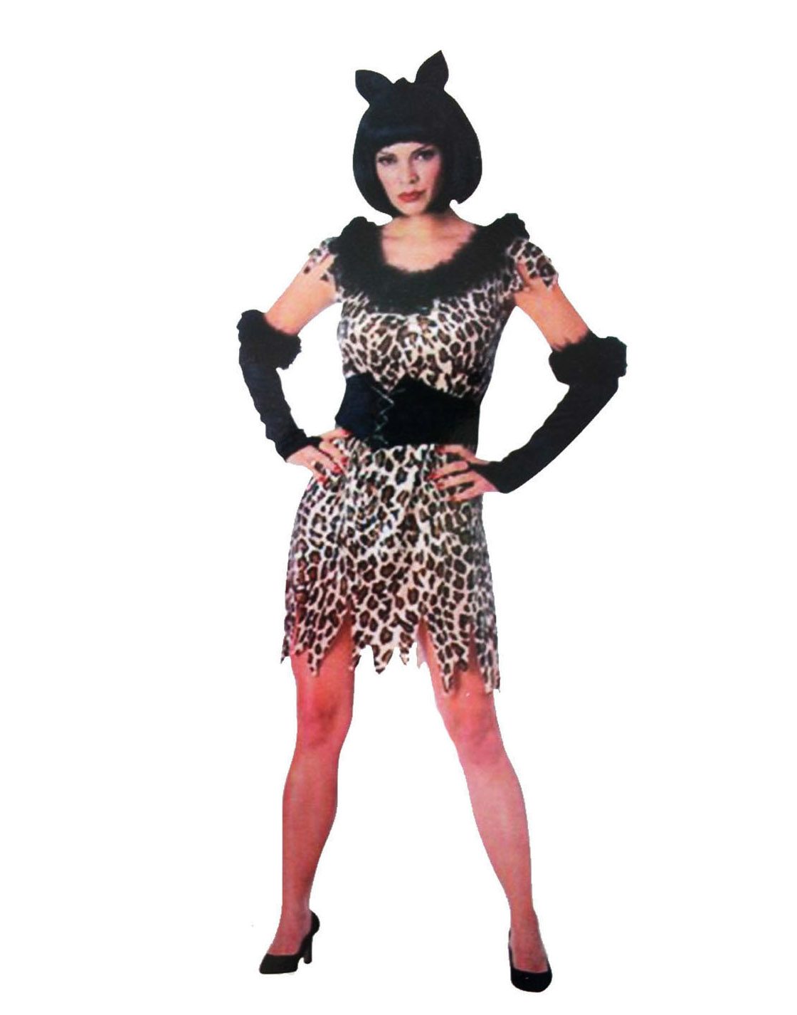 CLZ192 Yetişkin Bayan Leopar Kostümü  - Kedi Kız Kostümü - Taş Devri Kostümü (4172)
