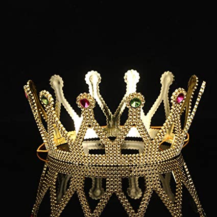 CLZ192 Altın Renk Çocuk ve Yetişkin Uyumlu Kraliçe Tacı Prenses Tacı 8X25 cm (4172)