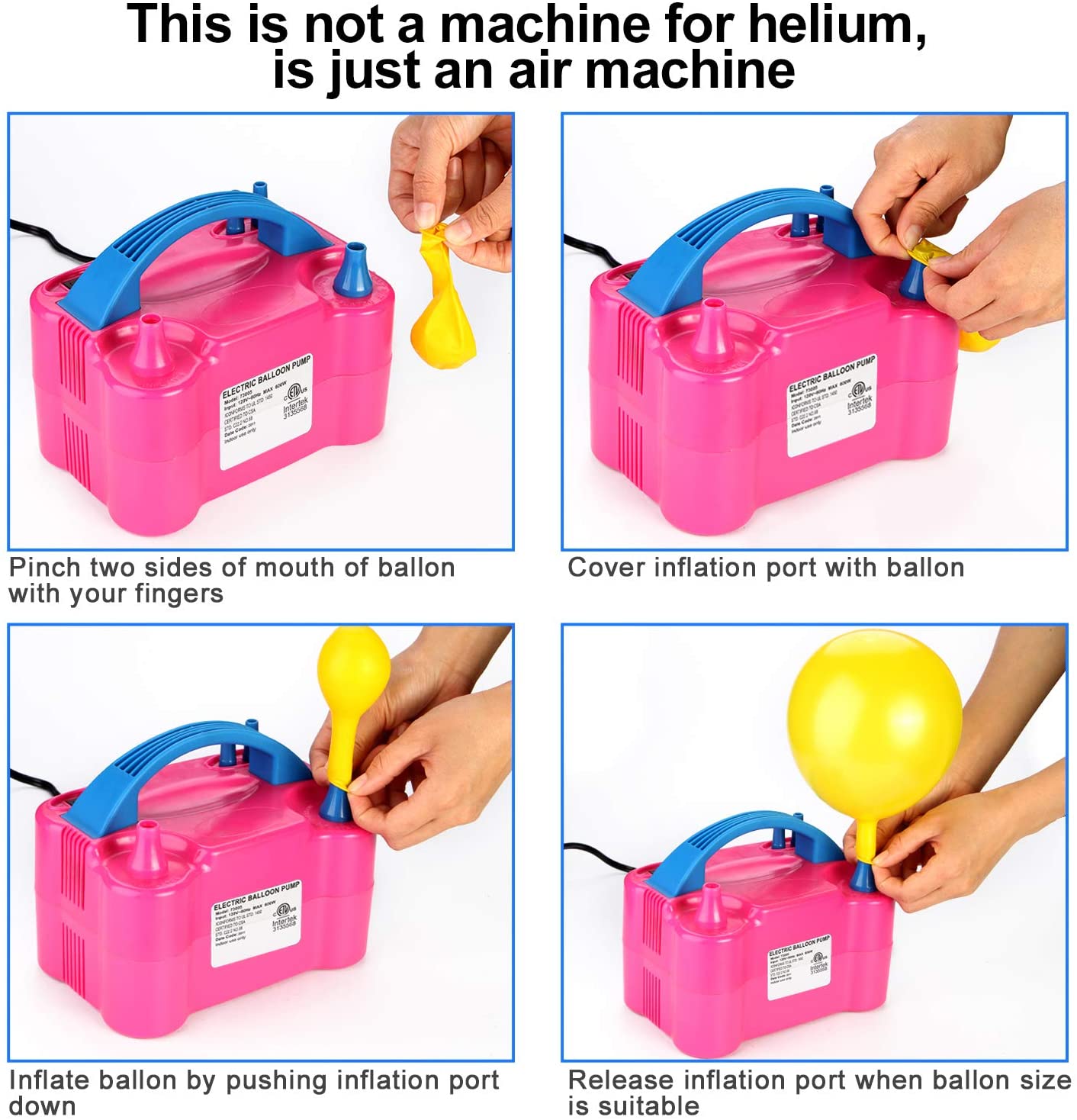 CLZ192 Elektrikli Balon Pompası Çift Uçlu Çift Çıkışlı Balon Makinası (4172)