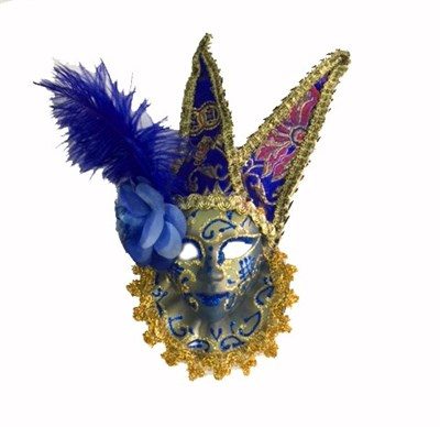 CLZ192 Tüylü Dekoratif Seramaik Maske Mavi Renk (4172)