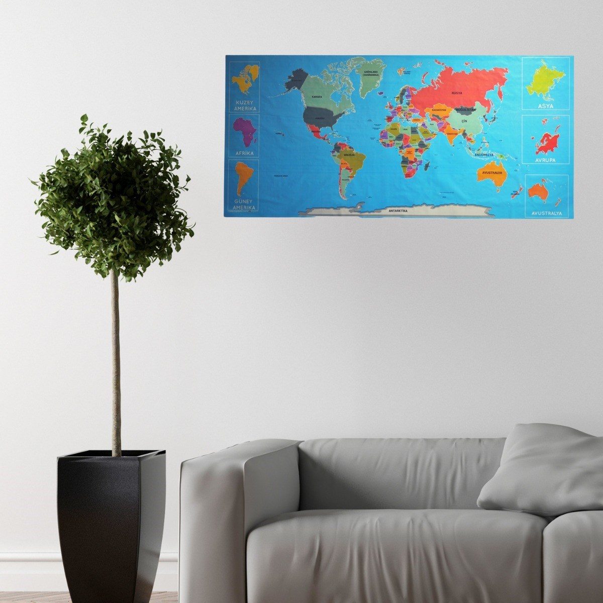 CLZ192 Renkli Atlas Dünya Haritası Manyetik Yapıştırıcı Gerektirmeyen Duvar Stickerı 118 CM * 56 CM (4172)