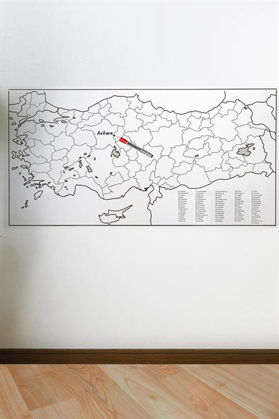 CLZ192 Yazılabilir Türkiye Haritası Manyetik Duvar Stickerı 110 x 56 cm (4172)