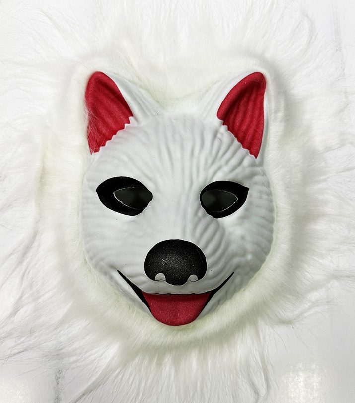 CLZ192 Köpek Maskesi - Kurt Maskesi Yetişkin Çocuk Uyumlu Beyaz Renk Model 2 (4172)