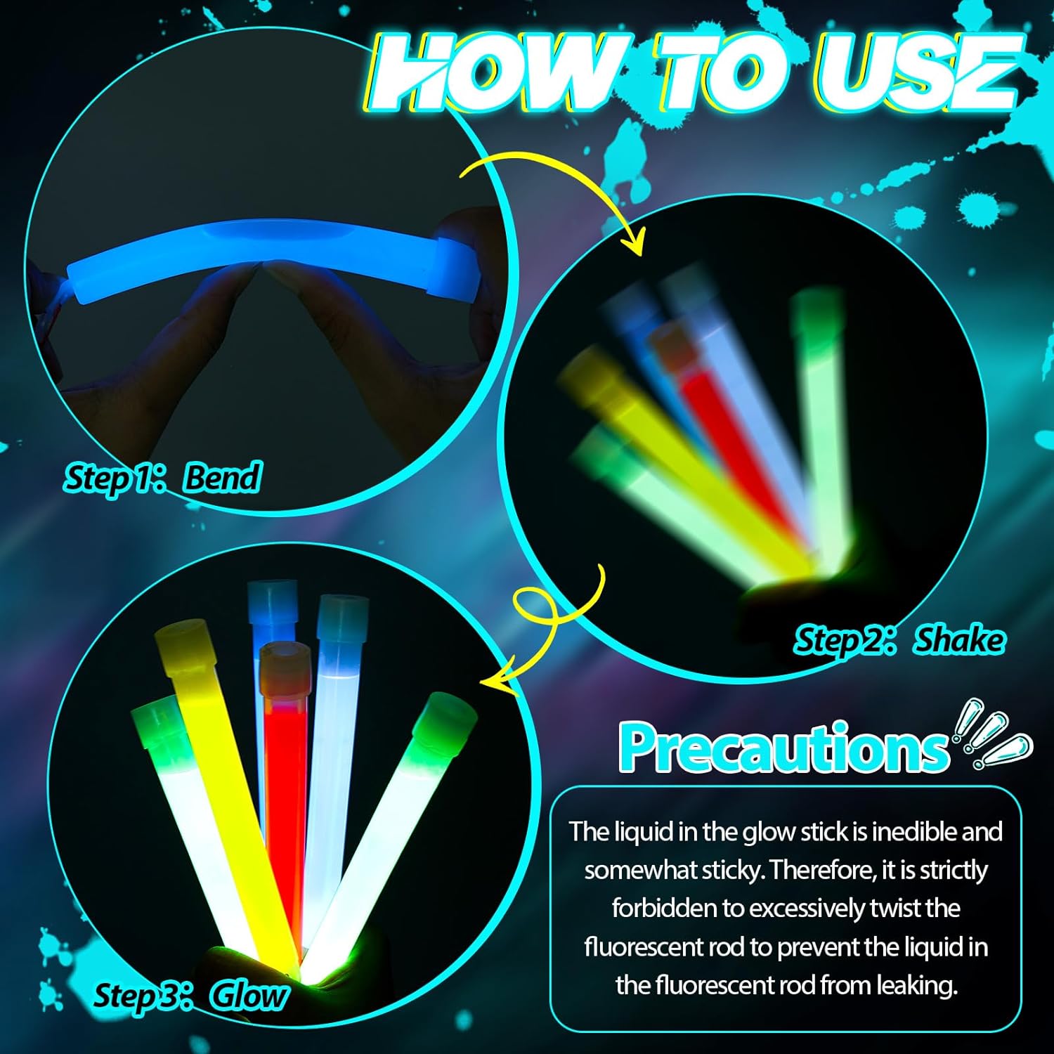 CLZ192 Karanlıkta Yanan Asılabilir ip Aparatlı Glow Stick Kolye Glow Stick Lamba 6 Adet 6 Renk 15 cm (4172)