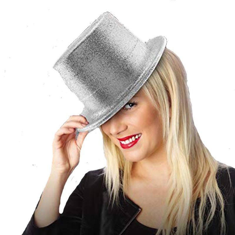 CLZ192 Gümüş Renk Uzun Plastik Simli Parti Şapkası (4172)