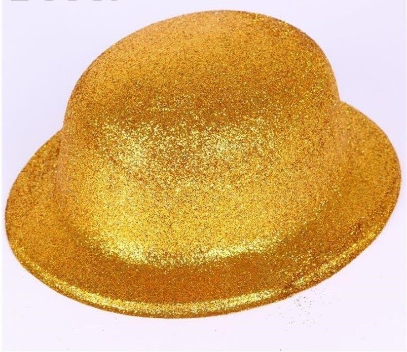 CLZ192 Altın Renk Yuvarlak Simli Plastik Parti Şapkası (4172)