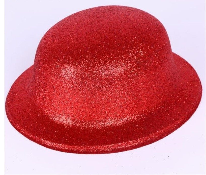 CLZ192 Kırmızı Renk Yuvarlak Simli Plastik Parti Şapkası (4172)