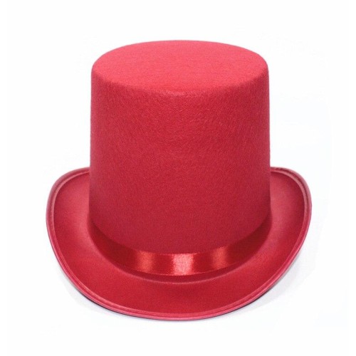 CLZ192 Kırmızı Fötr Şapka Sihirbaz Şapkası