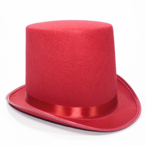 CLZ192 Kırmızı Fötr Şapka Sihirbaz Şapkası