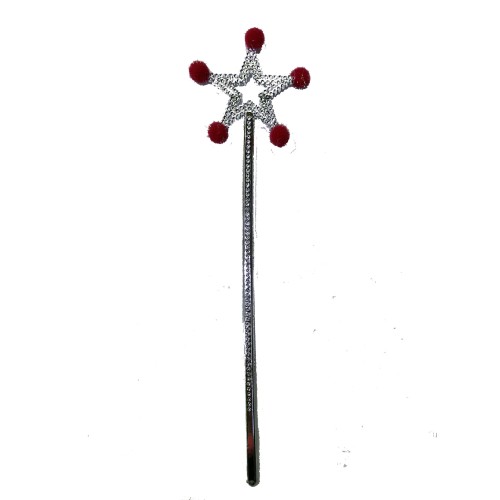 CLZ192 Yıldız Peri Asası Sihirli Değnek Kırmızı Ponponlu
