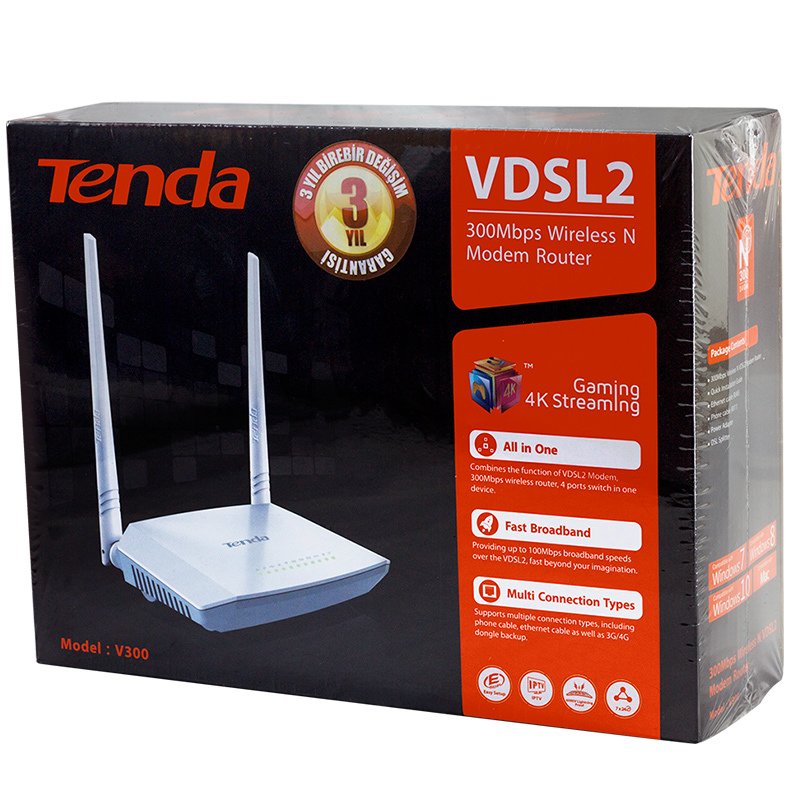 CLZ192 TENDA V300 4 PORT 300 MBPS VDSL MODEM (4172)