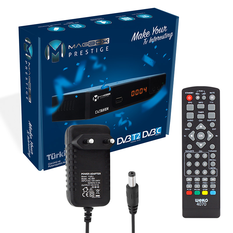 CLZ192 MAGBOX PRESTİGE DVB-T2/C FULL HD MİNİ KARASAL-UYDU ALICISI (HDMI+SCART) YOUTUBELU (4172)