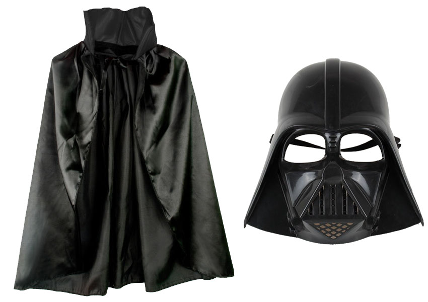 CLZ192 Çocuk Boy Yıldız Savaşları Star Wars Darth Vadet Maskesi ve 90 cm Pelerin Seti Siyah (4172)