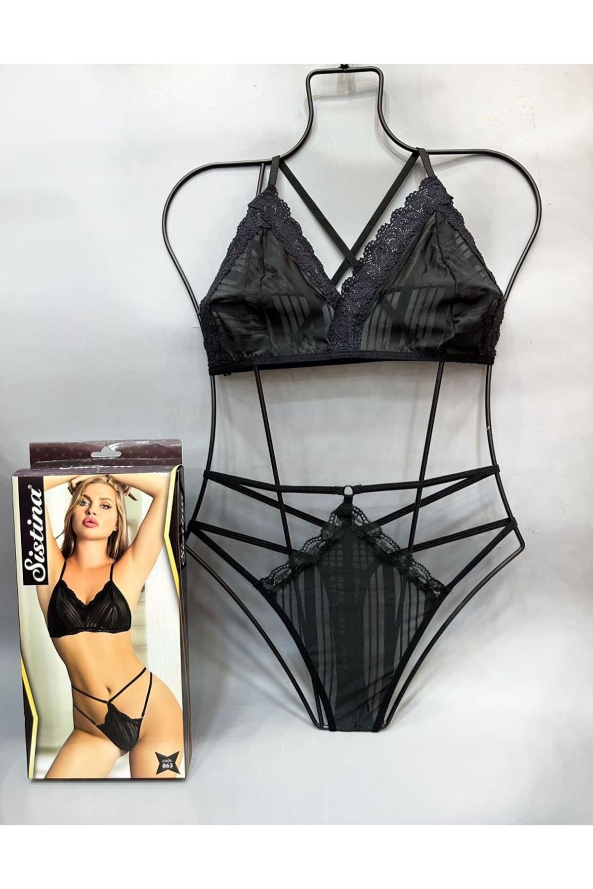 CLZ946 Siyah Bralet Sütyen Takım