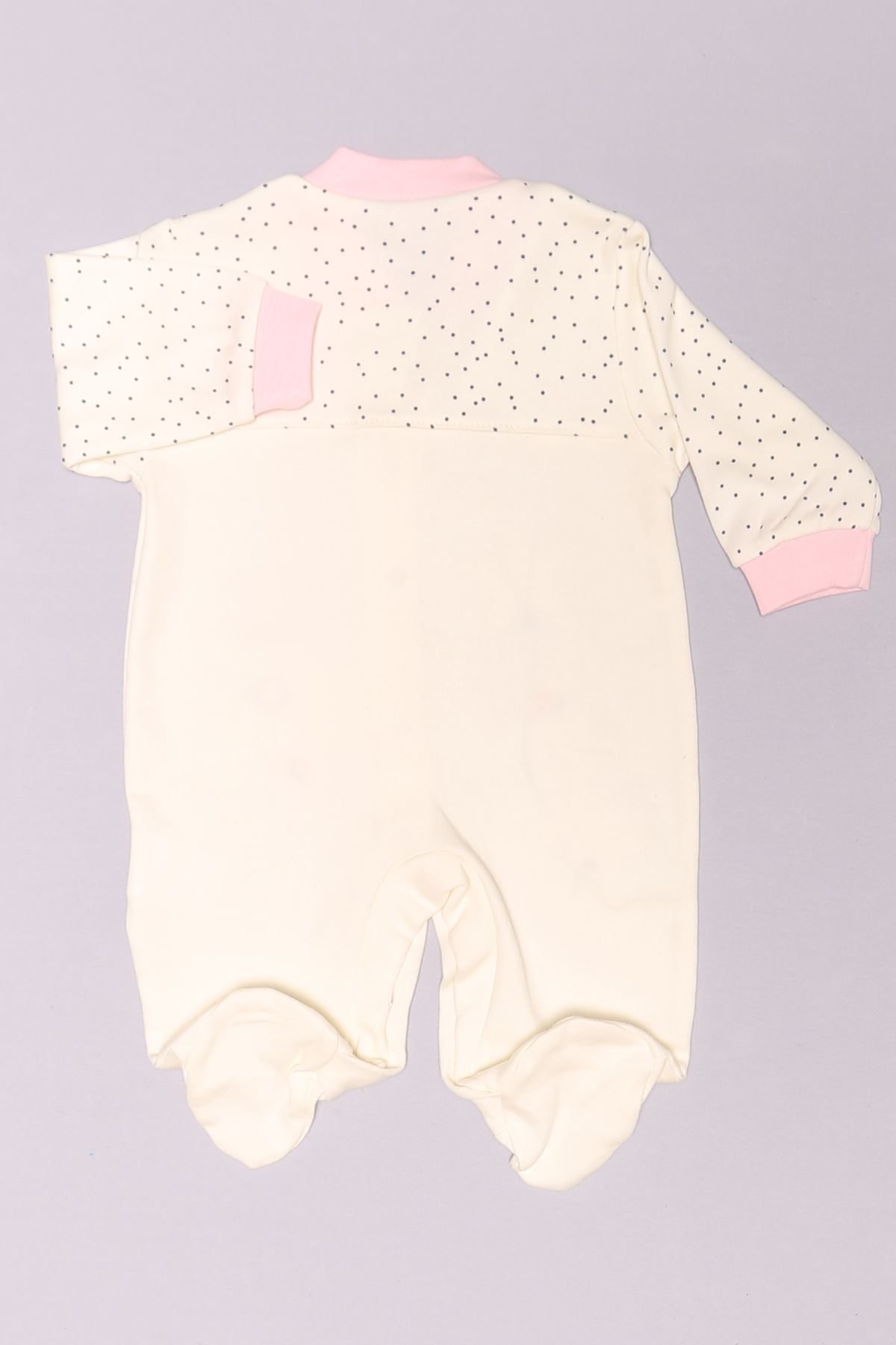 CLZ275 1-6 Aylık Bebek Tulum Beyazpembe