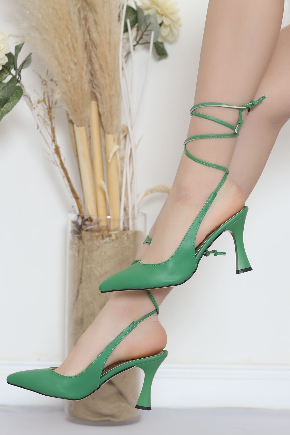 CLZ275 8 Cm Topuklu Ayakkabı Yeşil