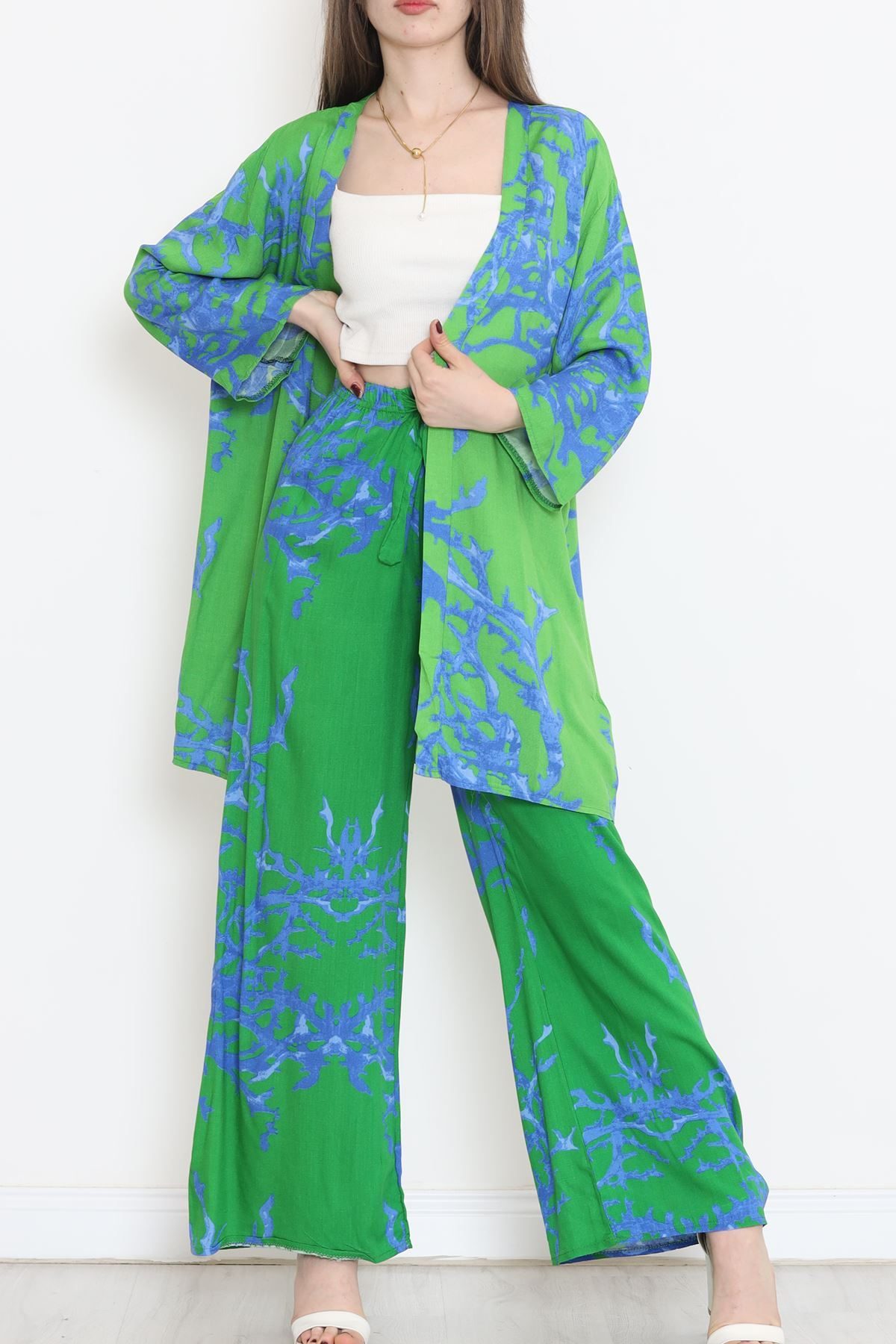 CLZ275 Kimono Takım Yeşilmavi