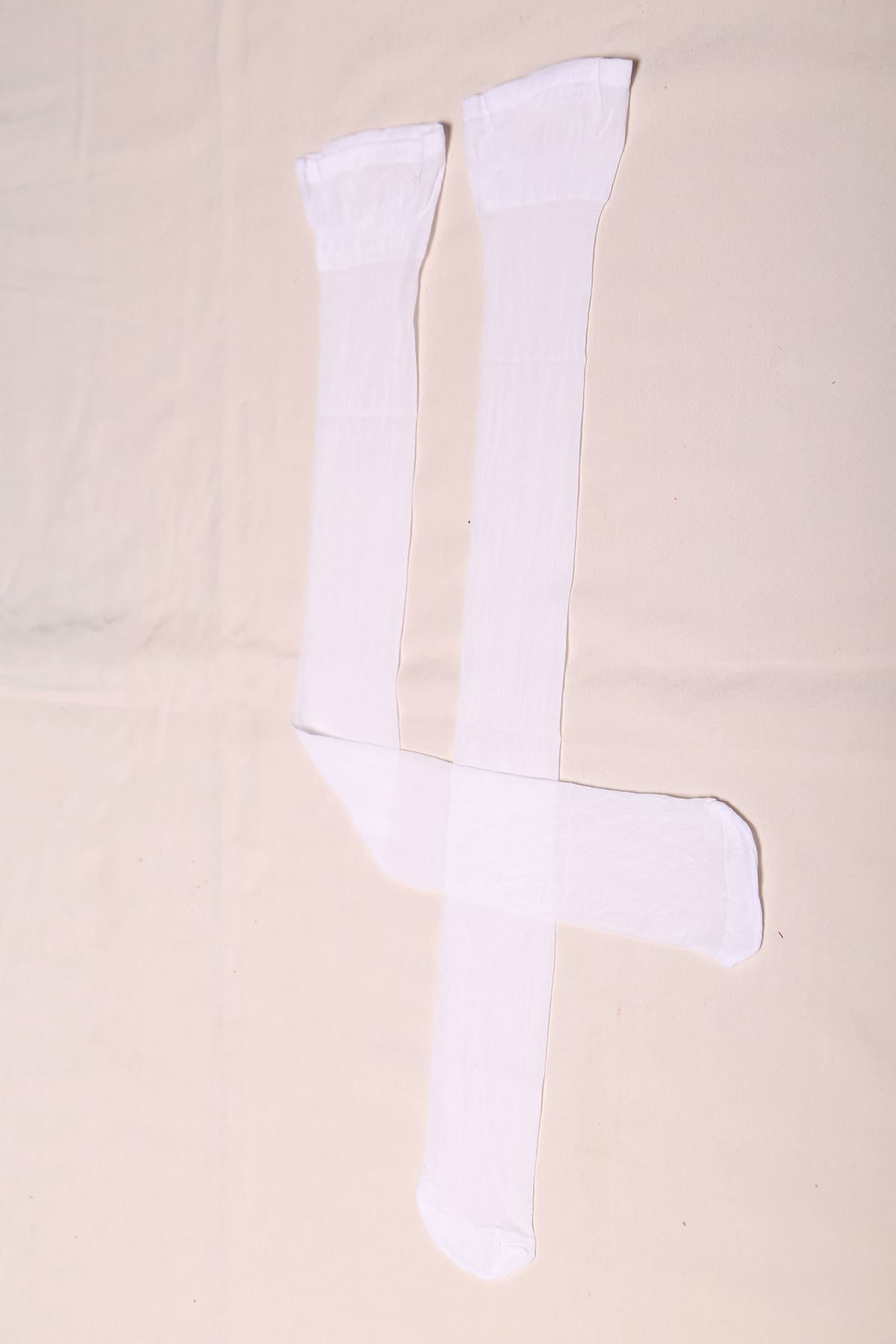 CLZ275 Dantelsiz Jartiyer Çorabı Beyaz