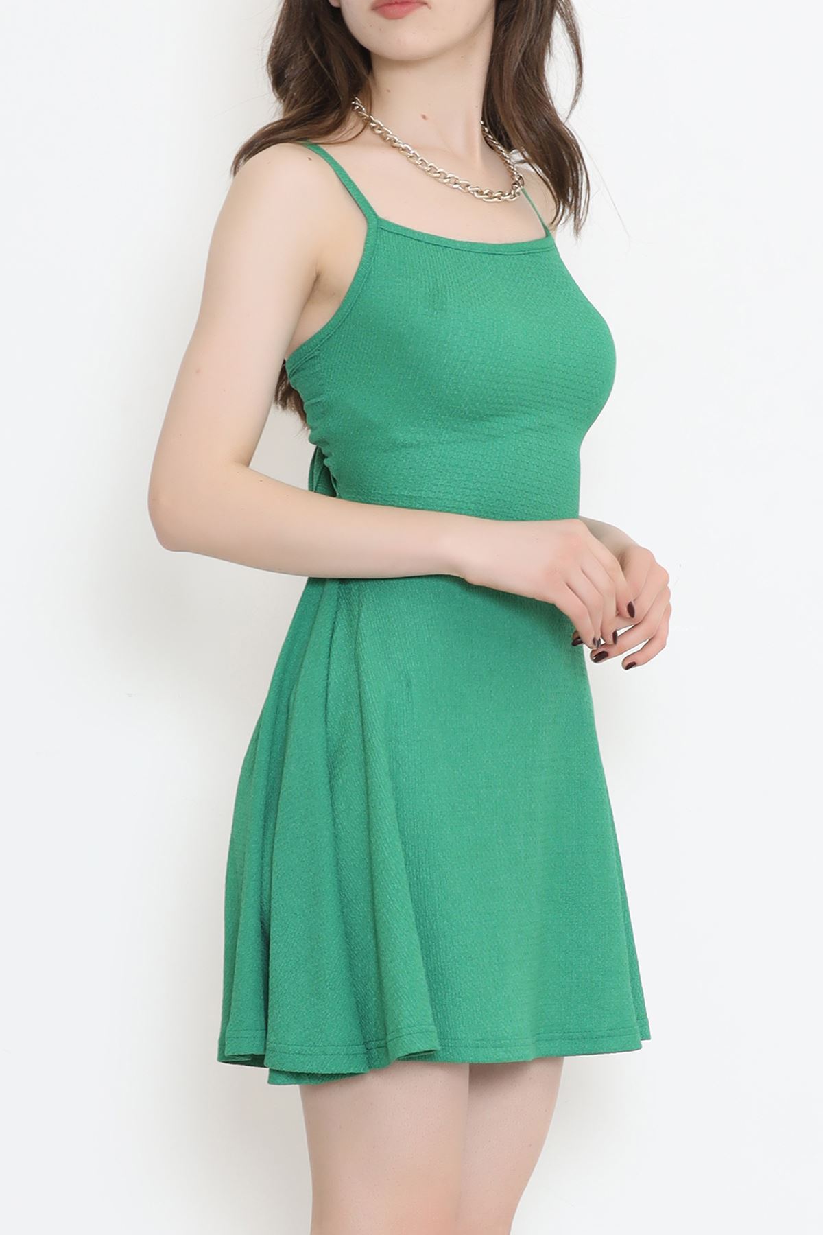 CLZ275 Sırt Bağlamalı Elbise Yeşil