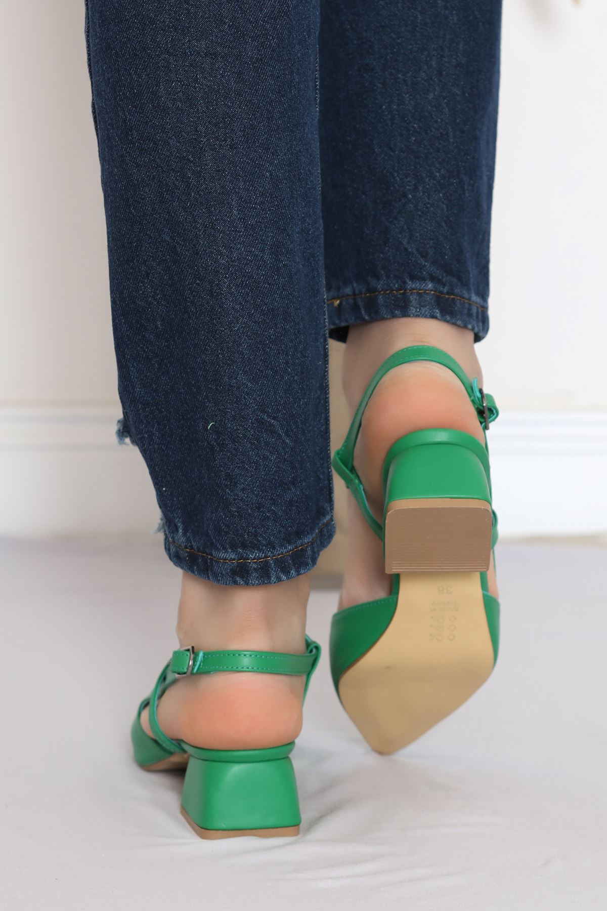 CLZ275 4 Cm Topuklu Ayakkabı Yeşil