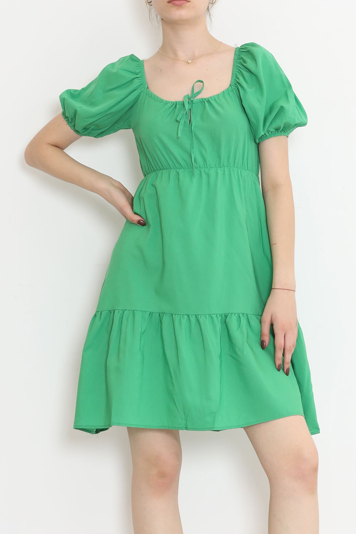 CLZ275 Trikoton Elbise Yeşil