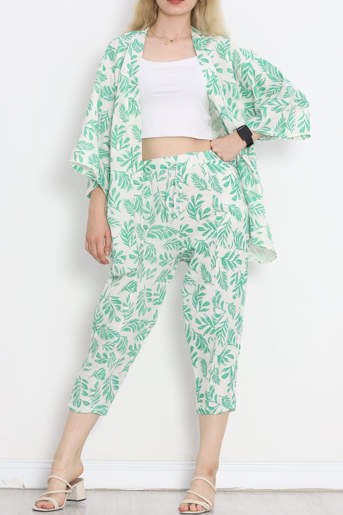 CLZ275 Kimono Takım Yeşildesenli