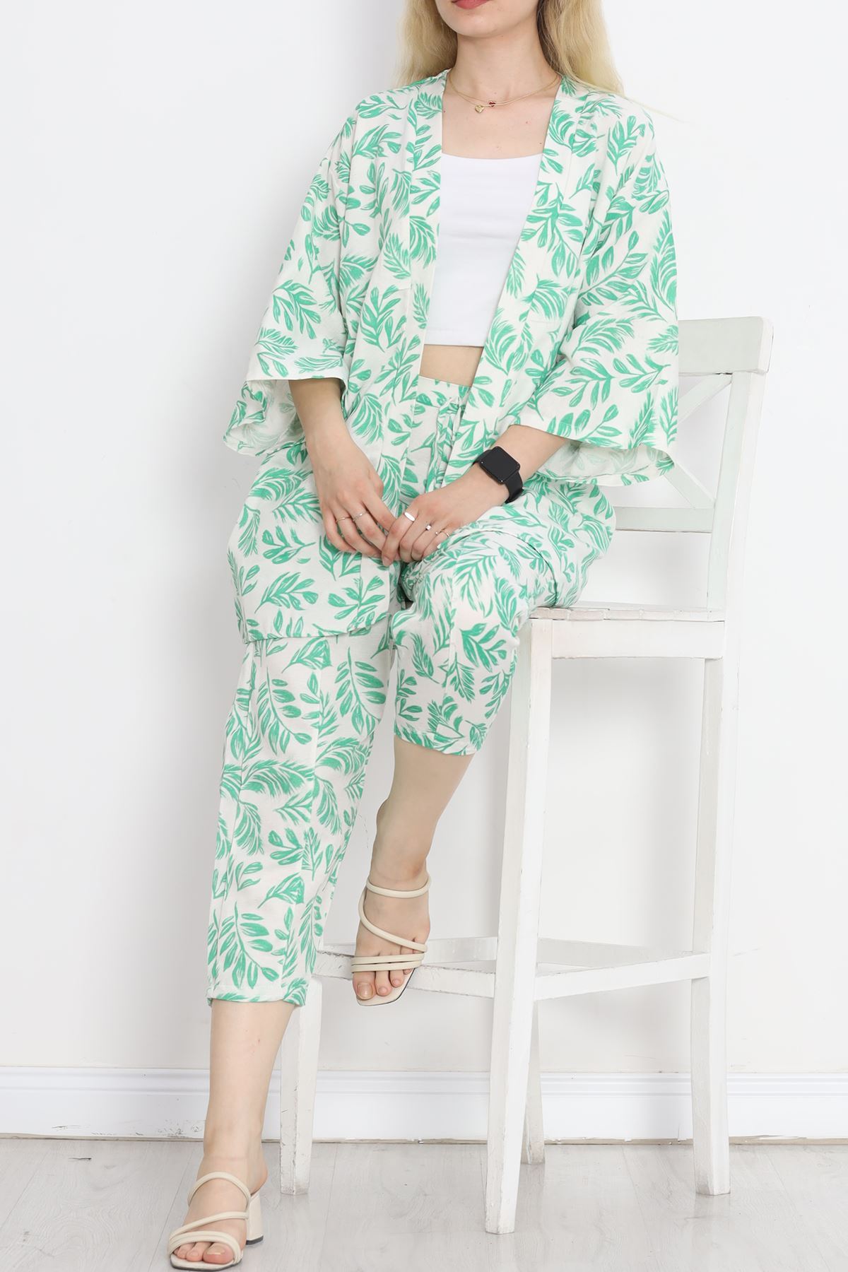 CLZ275 Kimono Takım Yeşildesenli