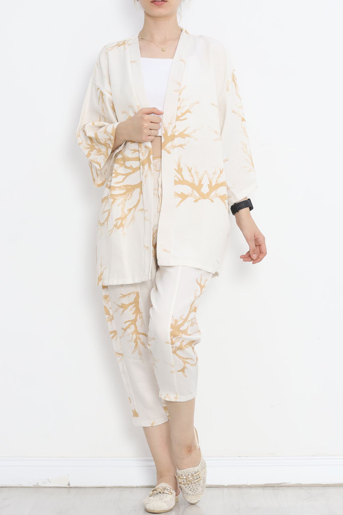 CLZ275 Kimono Takım Beyazbej