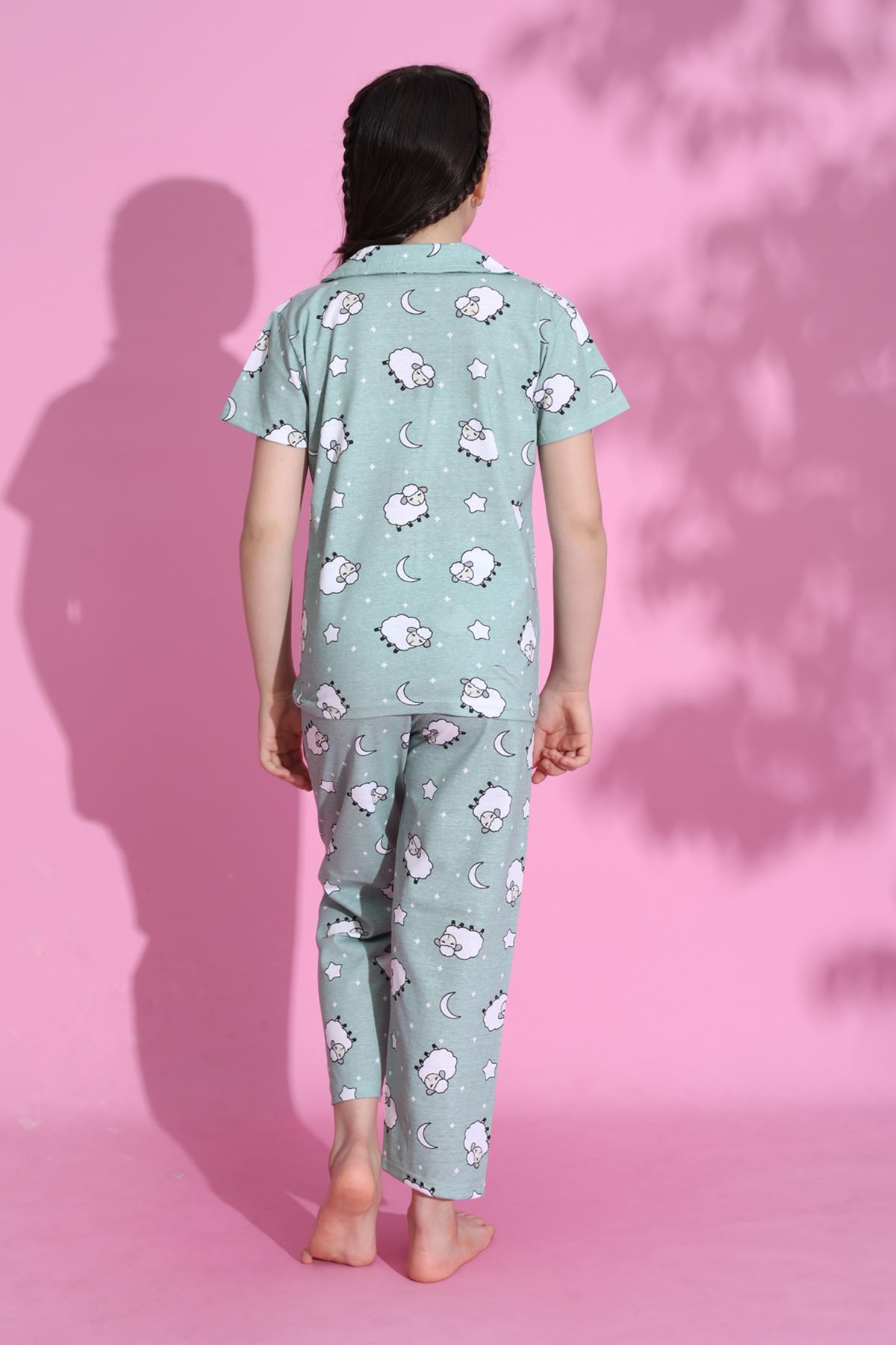 CLZ275 4-13 Yaş Çocuk Pijama Takımı Açıkyeşil