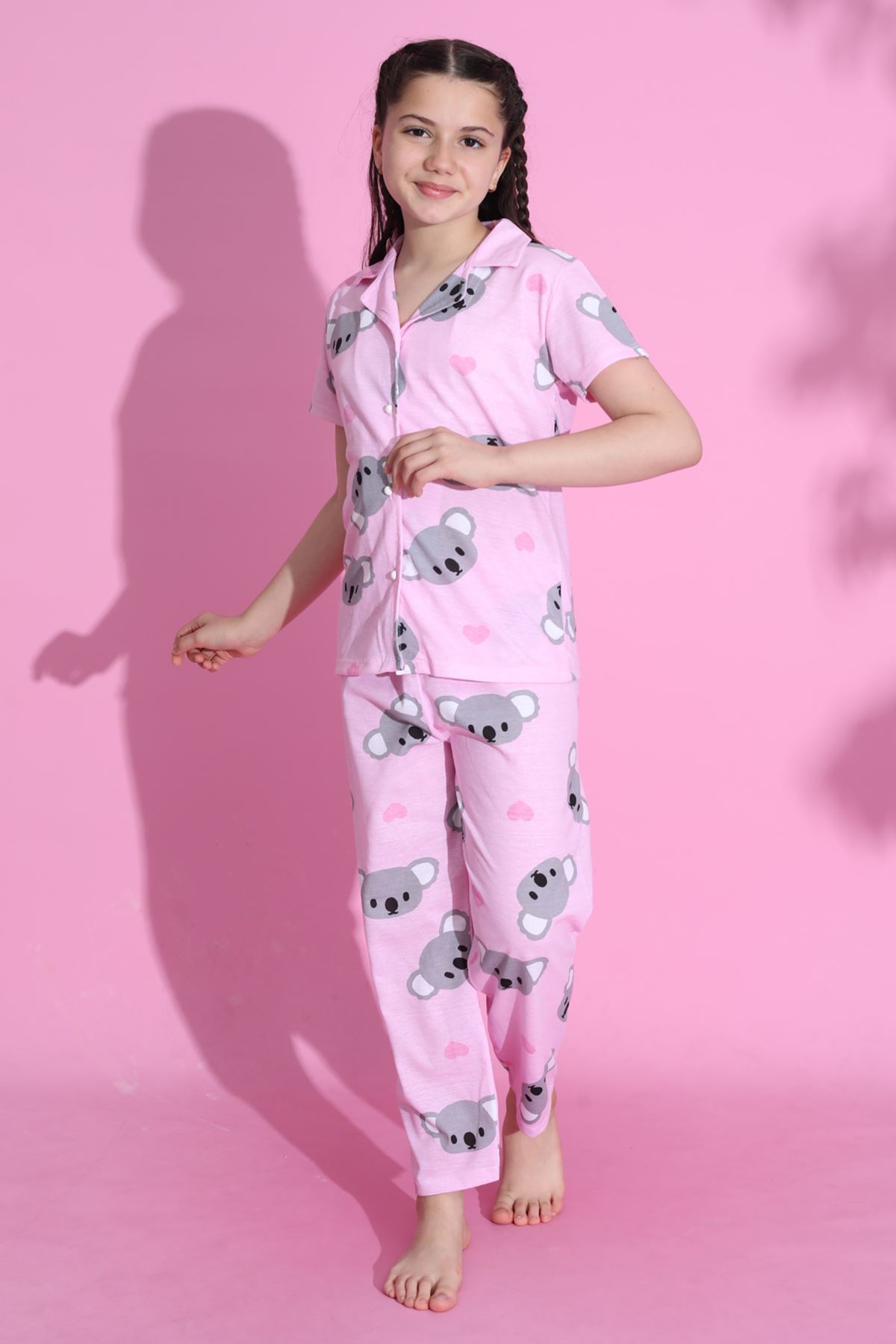 CLZ275 4-13 Yaş Çocuk Pijama Takımı Tozpembe