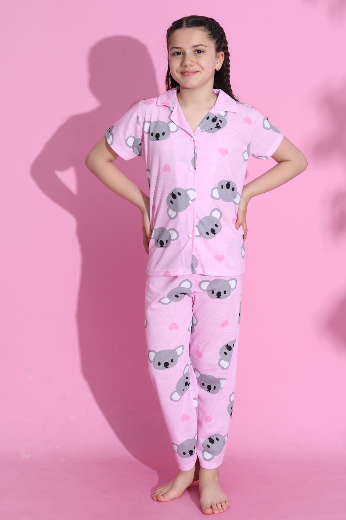 CLZ275 4-13 Yaş Çocuk Pijama Takımı Tozpembe