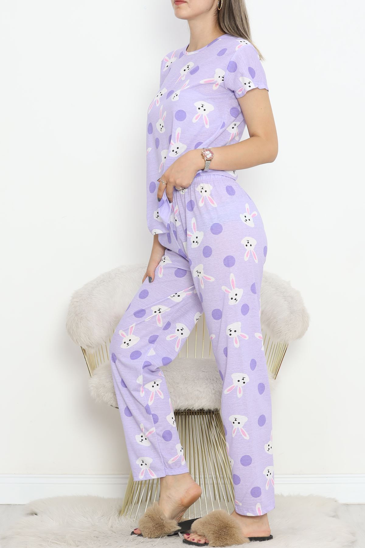 Desenli Pijama Takımı Açıklila