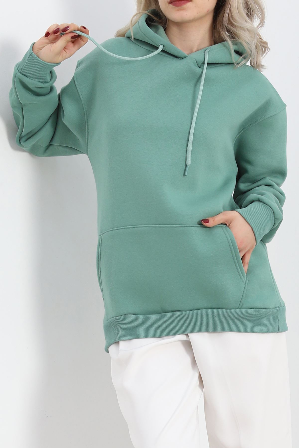 Kanguru Cep 3 İplik Sweat Mint