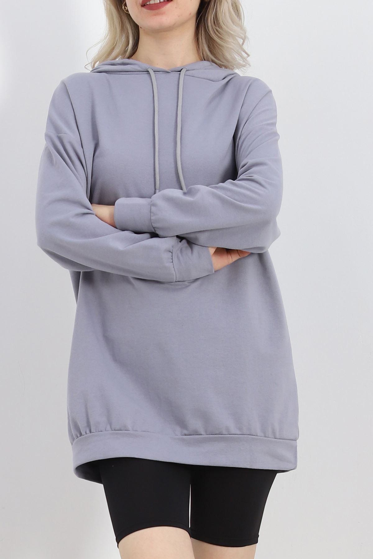 Oversize Kapşonlu Sweat Gri