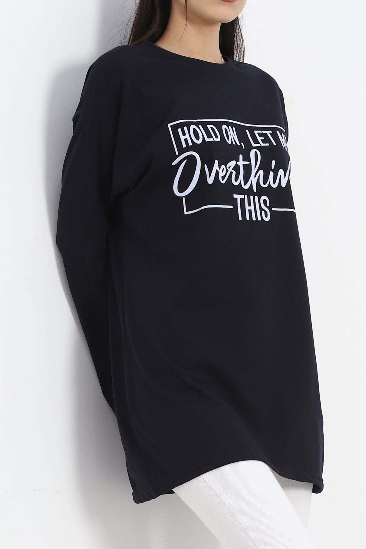 Baskılı Oversize Suprem Tunik Lacivert