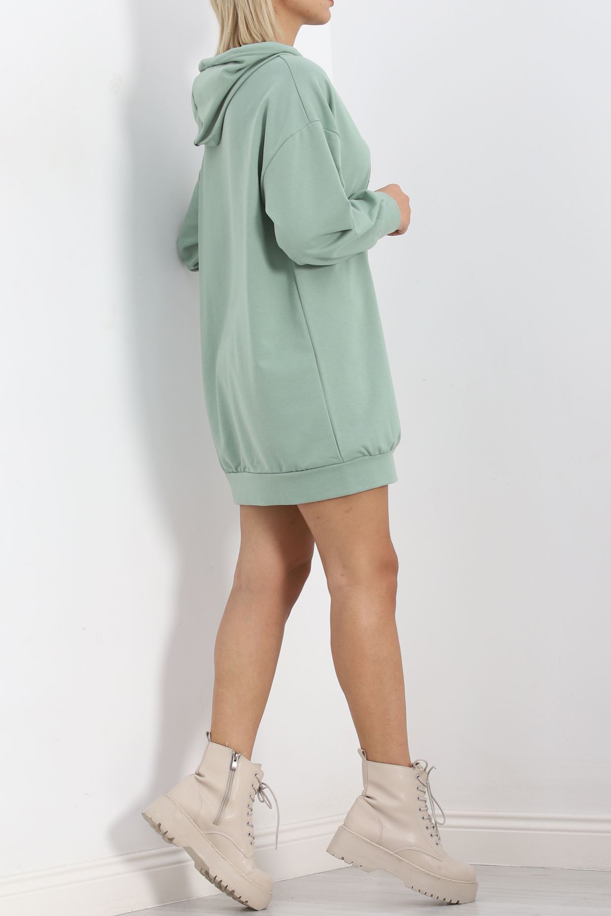 Oversize Kapşonlu Sweat Mint