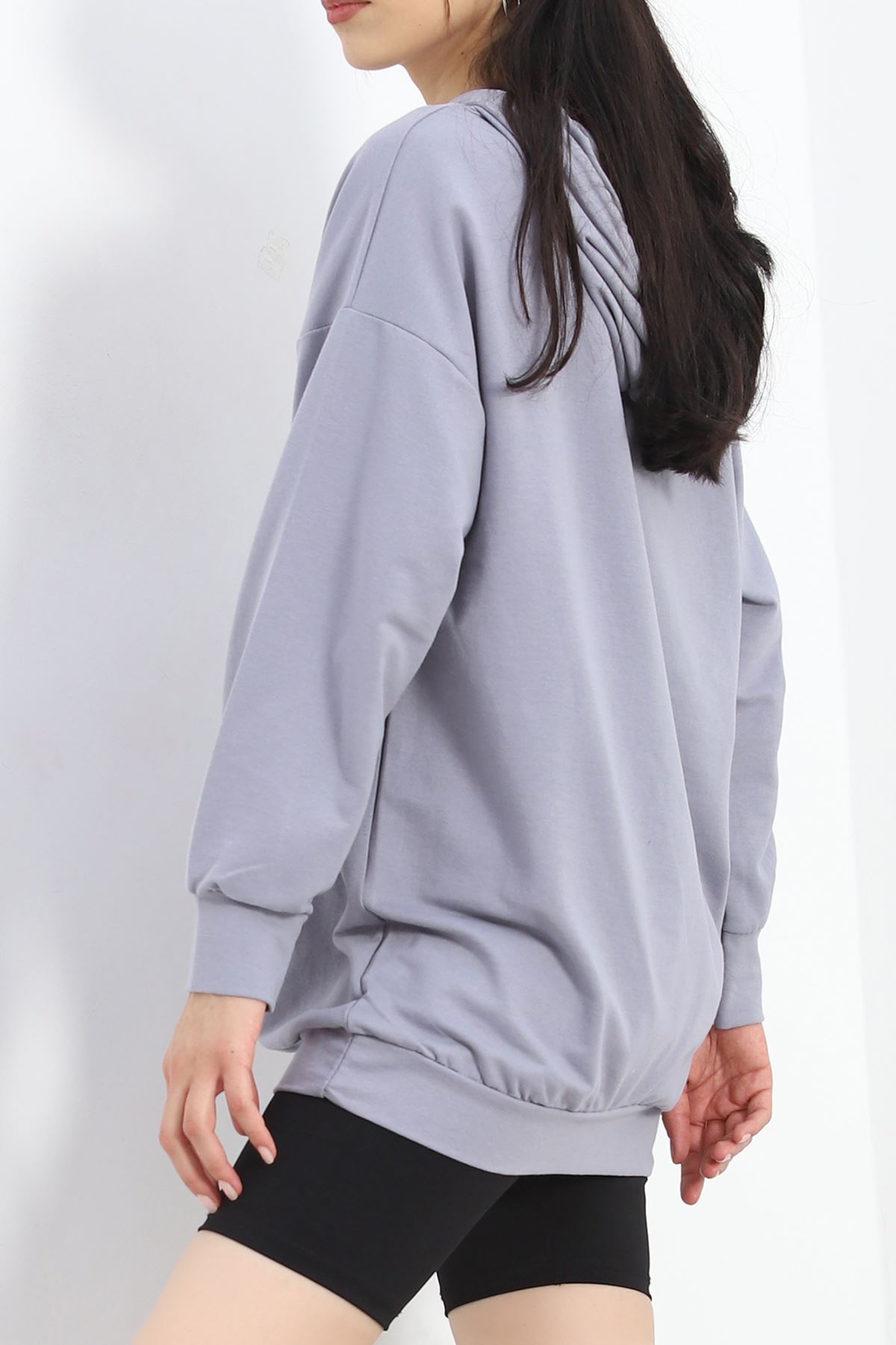 Oversize Kapşonlu Sweat Füme