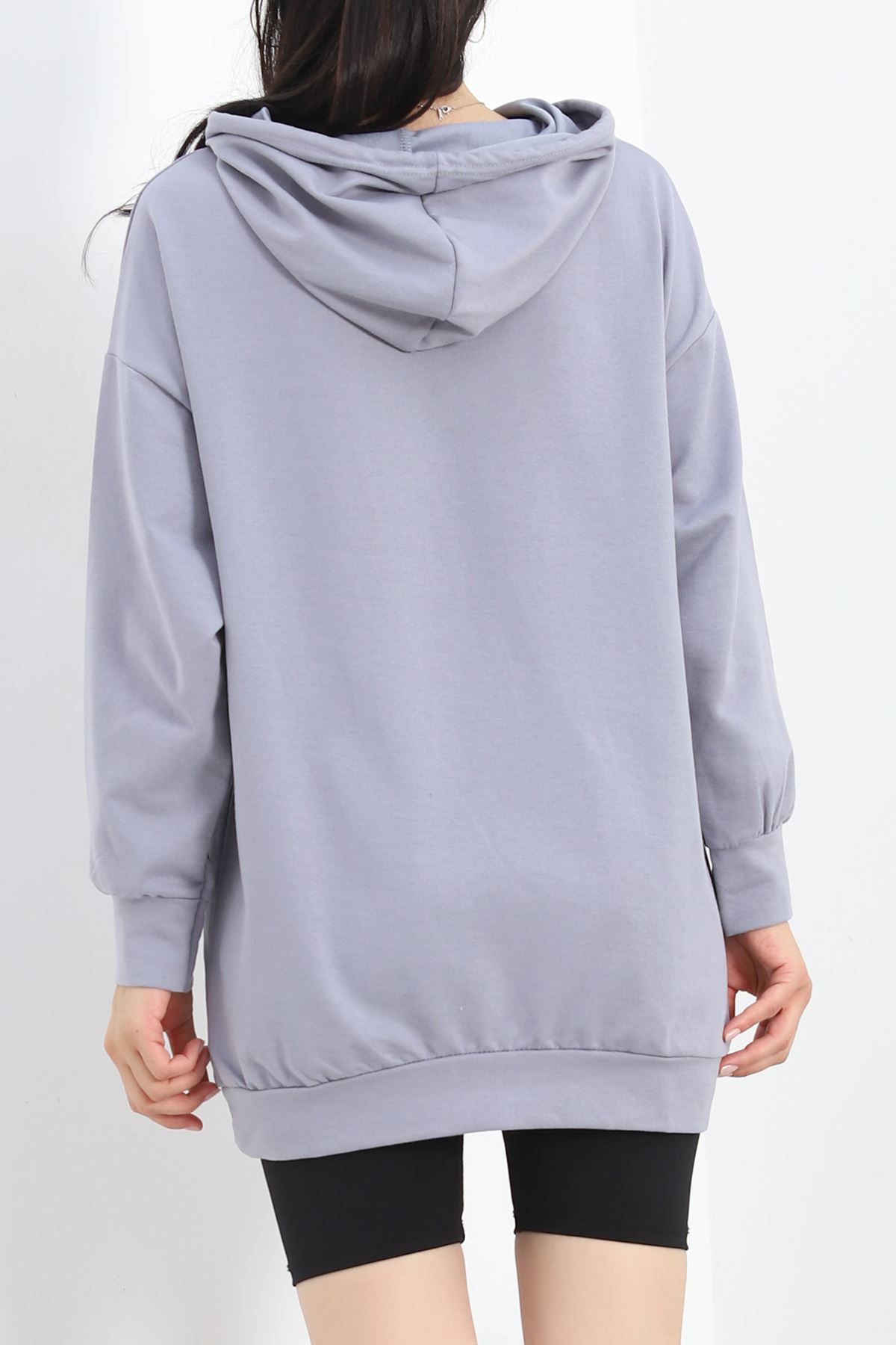 Oversize Kapşonlu Sweat Füme