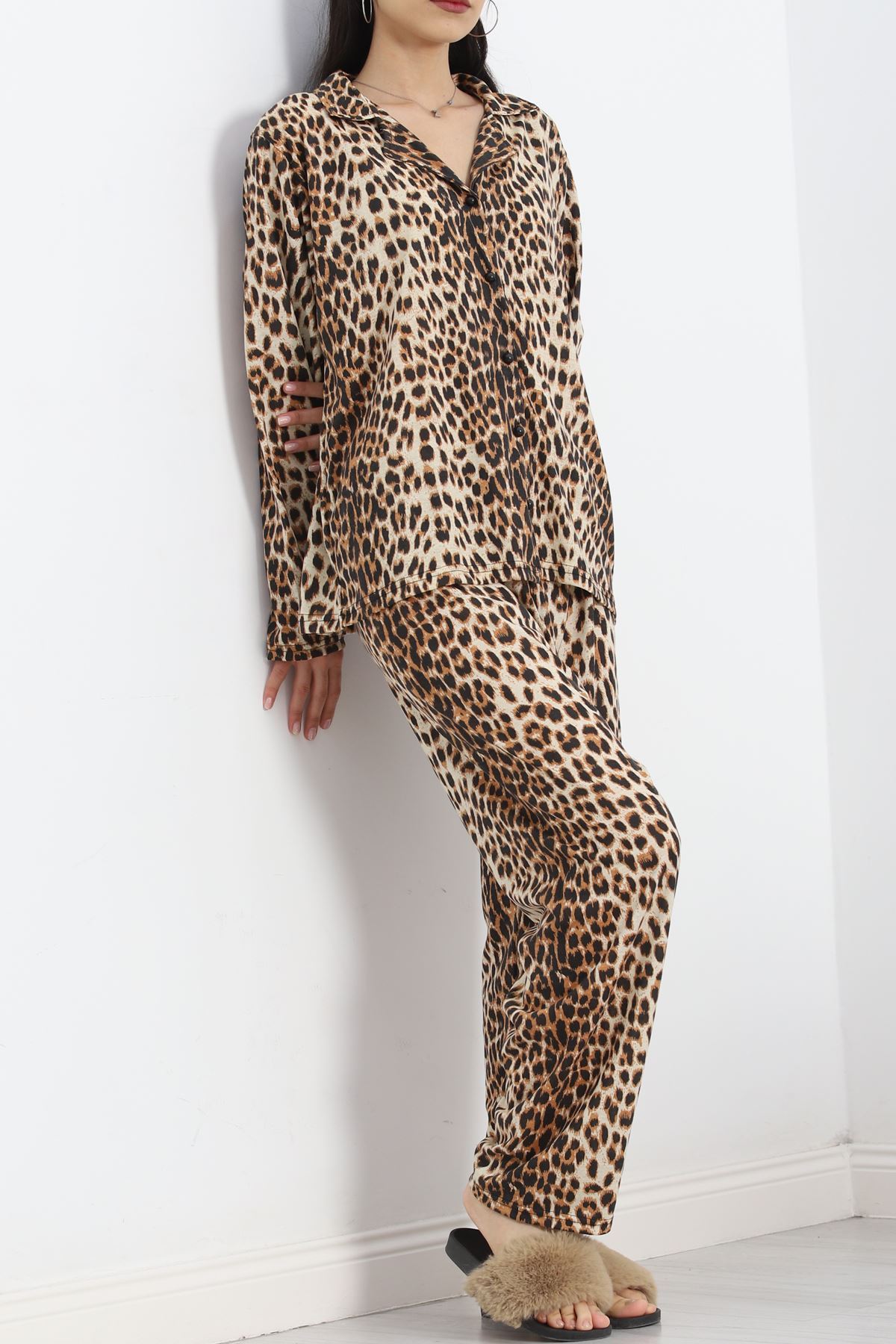 Baskılı Battal Pijama Takımı Leopar