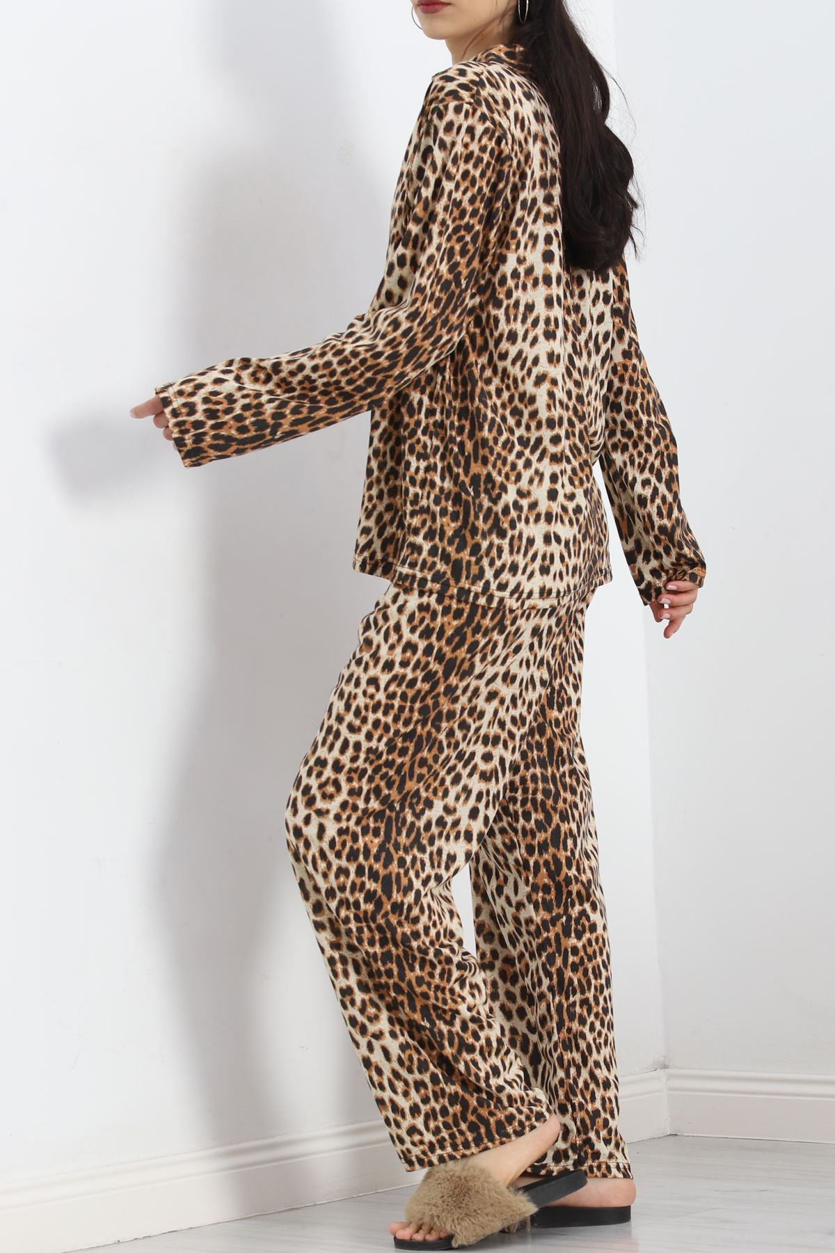 Baskılı Battal Pijama Takımı Leopar