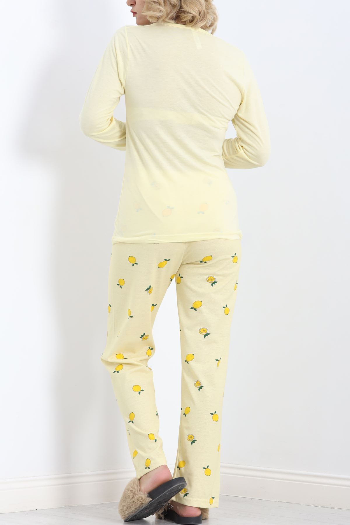 Baskılı Rotasyon Pijama Takımı Limonsarı